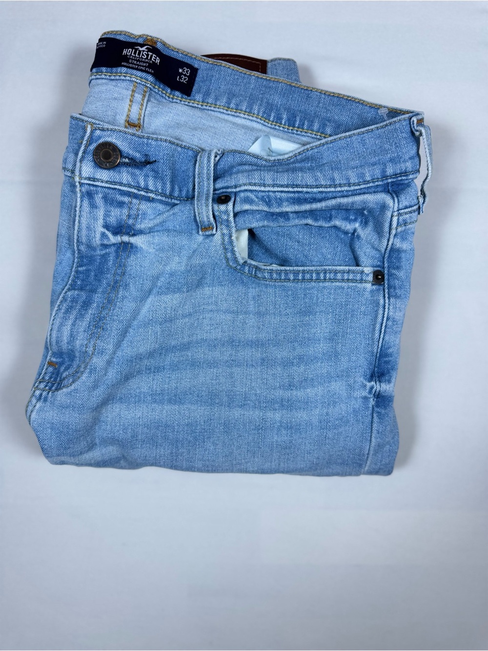 Hollister Men’s Light Wash Straight Leg Jeans 33x32